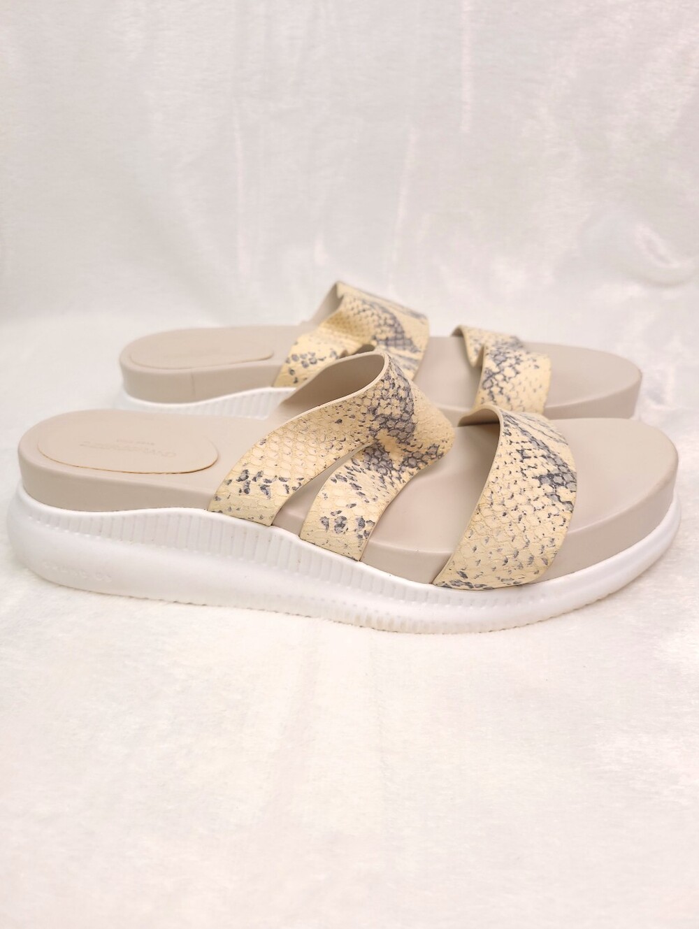 Cole Haan Zerogrand Platform Cream Snake Print Open Toe Sandals 8
